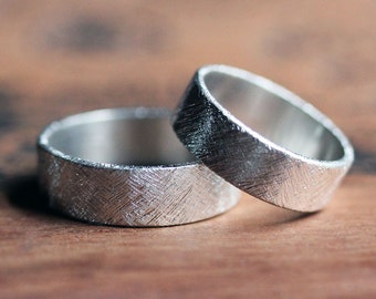 Modern wedding ring, rustic wedding ring set, silver wedding band set, silver wedding rings, his and his, his and hers, hers and hers custom