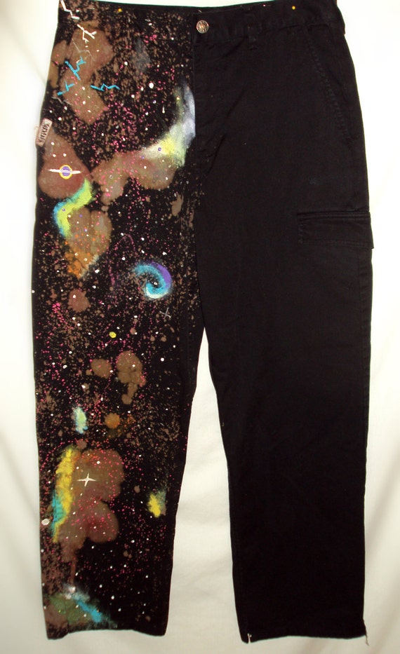 Galaxy pants MENS galaxy nebula half and half by Violentjayne