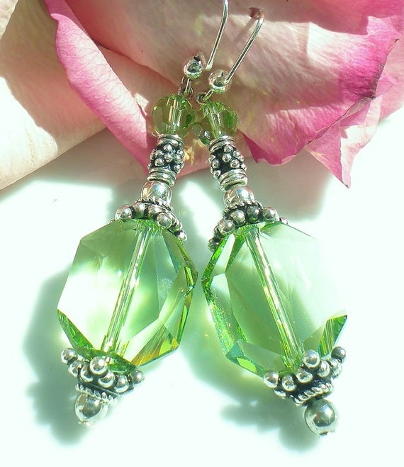 Peridot Swarovski Crystal Earrings Peridot Pendants