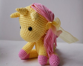Amigurumi Crochet Unicorn Pattern - Peachy Rose the Unicorn - Stuffed Doll - Plush
