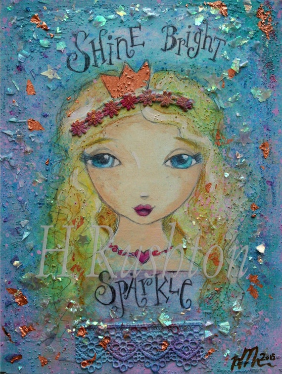 Inspirational Print Girls Wall Art Mixed Media Art Folk