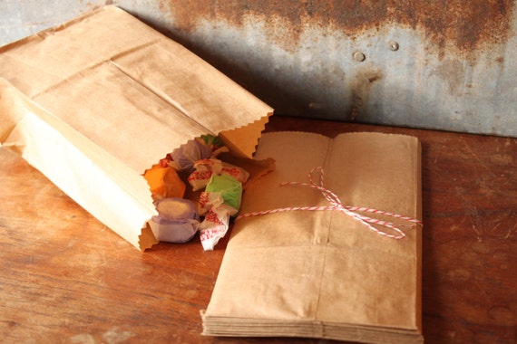 Grocery Bag -- Kraft Paper Bags-- 4 1/16 X 8 1/4" -- Lot of 25 -- Gift Bags Il_570xn