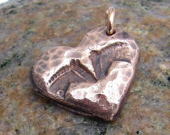 Copper Horse Pals Pendant, Rustic Horse Jewelry, Two Horses