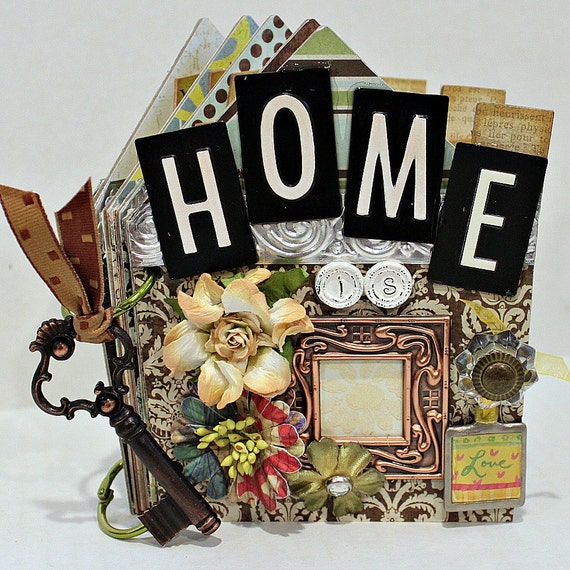 HOME IS Chipboard Scrapbook Album by Papersilly on Etsy