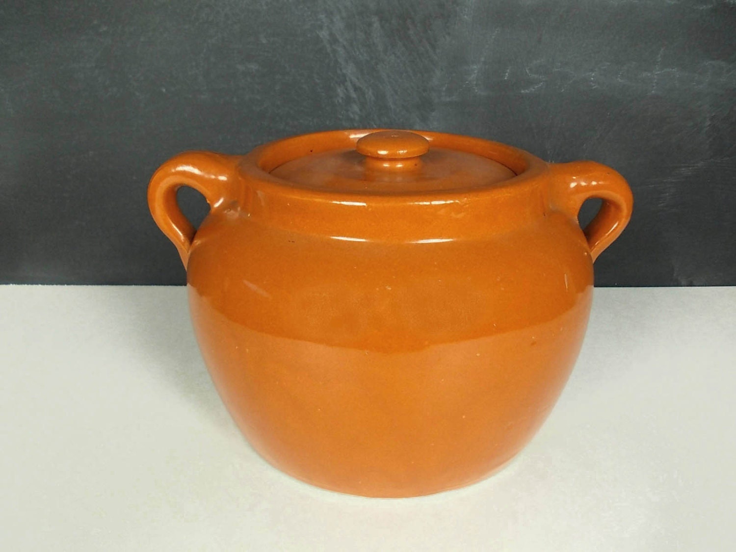 Medalta Pottery Stoneware Crock with Lid Red Clay Bean Pot