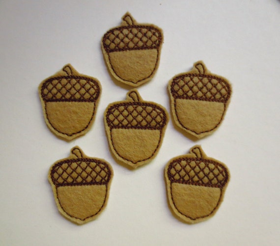Items similar to Tan Felt Embroidered Acorn Applique 373 on Etsy