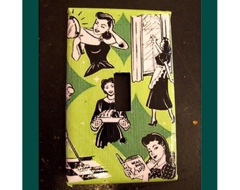 retro housewife switch plate vintage 1950's kitchen kitsch rockabilly light switch