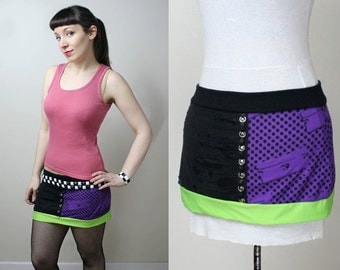razor blade neon stud punk rock mini skirt - smarmyclothes 90s