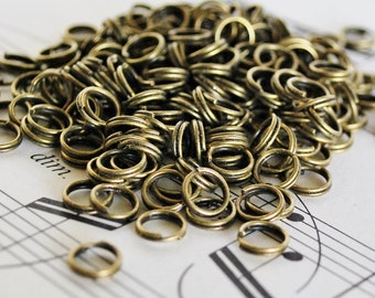 50 6mm Antiqued Brass Split Rings