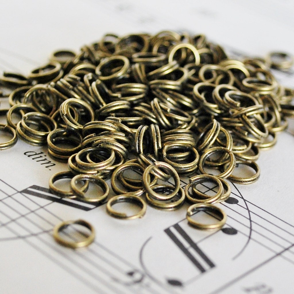 100 6mm Antiqued Brass Split Rings