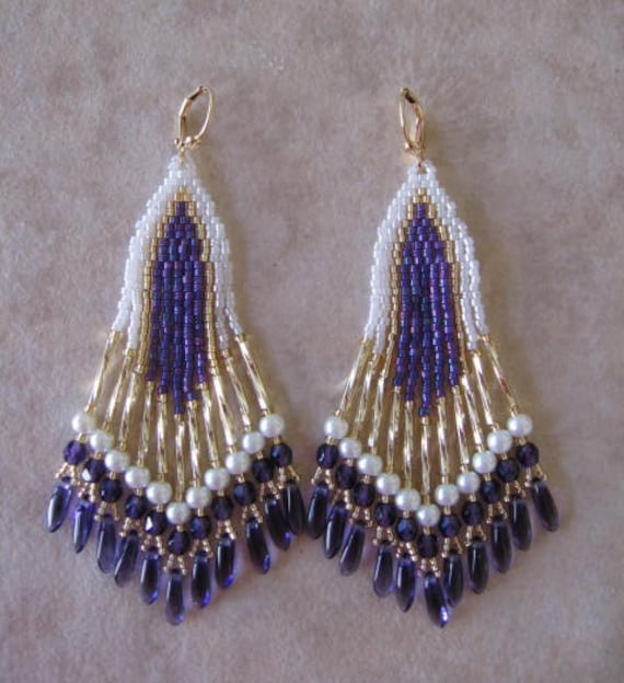 Seed Bead Earrings Purple