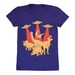 SALE Dinos vs Aliens Womens Scoop Neck T-Shirt Dinosaur UFO Sci Fi Awesome Spaceship Outer Space Monster Tshirt Tee Shirt Indigo Blue Tshirt