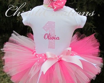 Baby Girl Dress, First Birthday, Baby Tutu, Pink Birthday Tutu Outfit, Girl Cake Smash Outfit