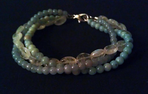 Angelite Amazonite and Rainbow Moonstone Beaded Bracelet