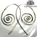 Spiral Earrings Lightweight Silver Hammered Hoops Whimsical Design