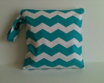 Wet Bag For Cloth Diapers,Wet Bag, Cloth Diaper Wet Bag, Diaper Bag,Cloth Pads,Aqua Chevron