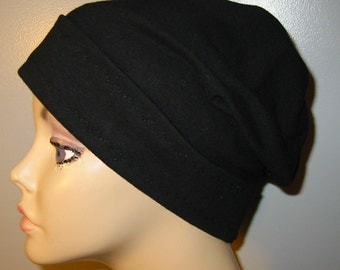 Black Slouch Chemo Hat Chemo Cap, Cancer Hat, Alopecia, Modest Hat,