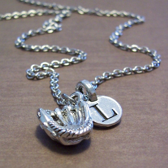 Personalized Softball Glove Charm Necklace by FiftyEighteen
