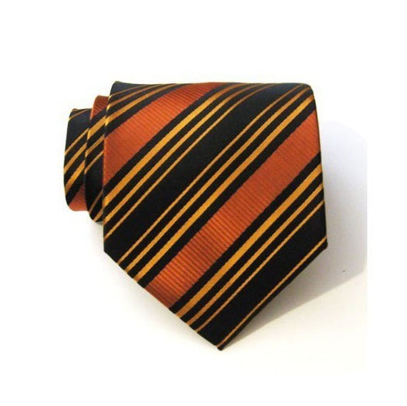 Mens Necktie Burnt Orange Stripe Silk Tie by TieObsessed on Etsy