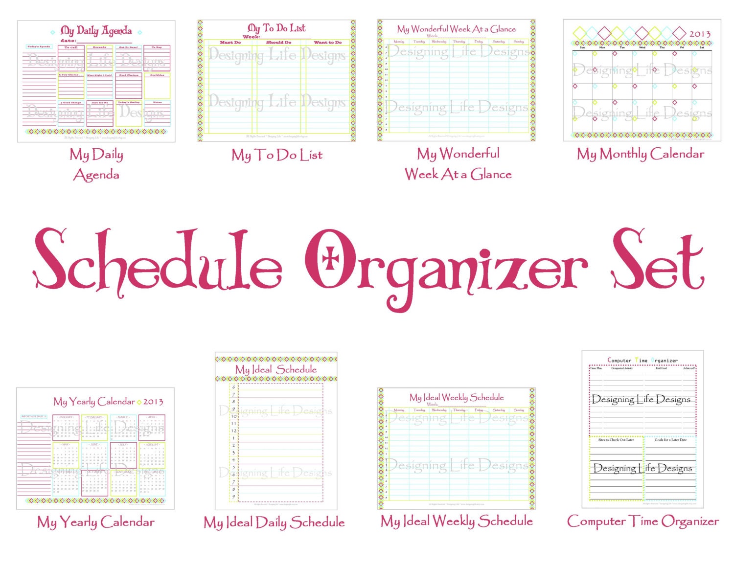 Items Similar To Schedule Organizer Printables Agenda Set Home