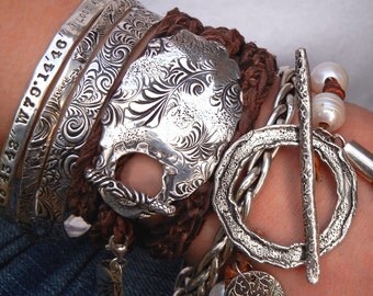 Rustic Jewelry, Rustic Bracelet, Rustic Silver Jewelry, Rugged Sterling Silver Bracelet, Artisan Jewelry, Artisan Bracelet, Rustic Artisan