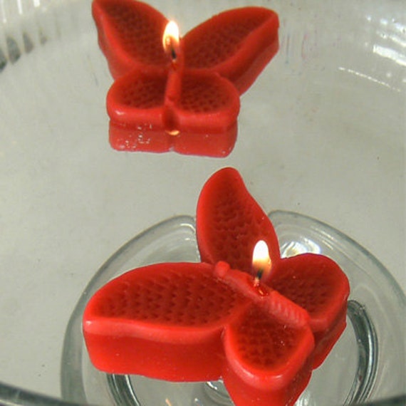 8 Red Butterfly Floating Candles wedding receptions table