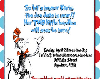 Dr Seuss BABY SHOWER invitation - Dr. Seuss TWIN Baby Shower Printable ...