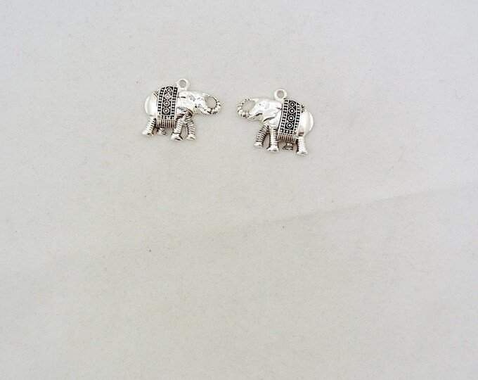 Pair of Small Antique Silver-tone Elephant Charms