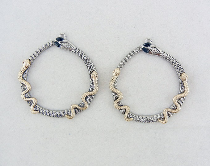 Pair of Two-tone Round Snake Charms