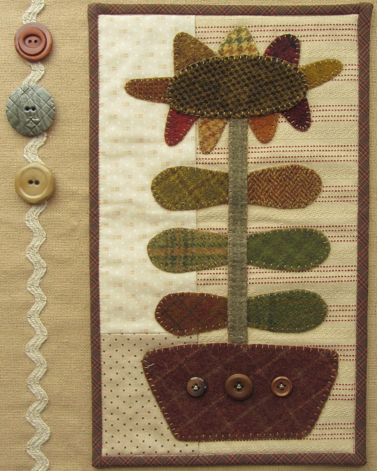 Primitive Wool Applique Pattern And Kit