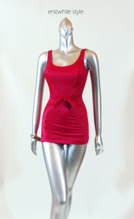 vintage 1970s swimsuit/70s red swimsuit/ vintage by ErstwhileStyle