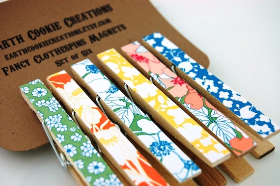 Floral District Fancy Clothespins Magnets Set of 6 Il_570xn