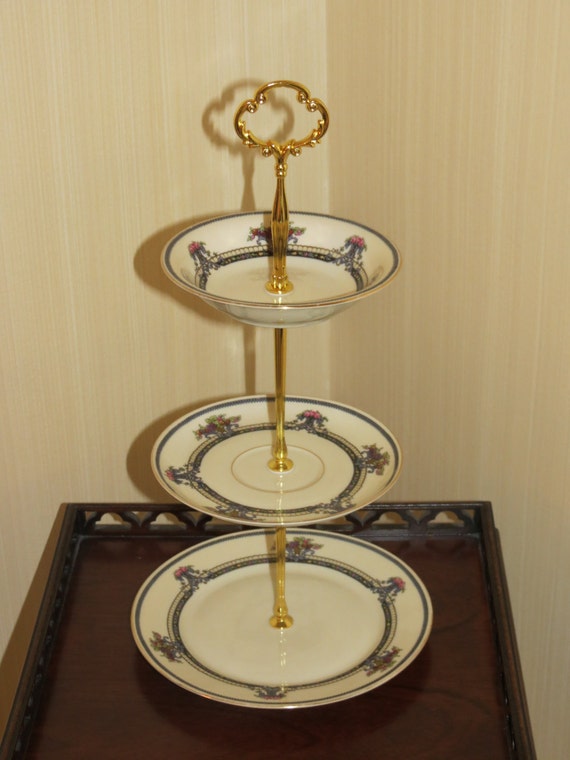 Three Tiered Cake Stand Plate Server Tray China Porcelain