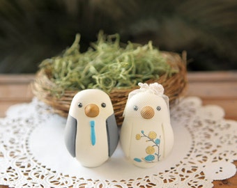 Custom Wedding Cake Topper - Small Hand Painted Love Birds