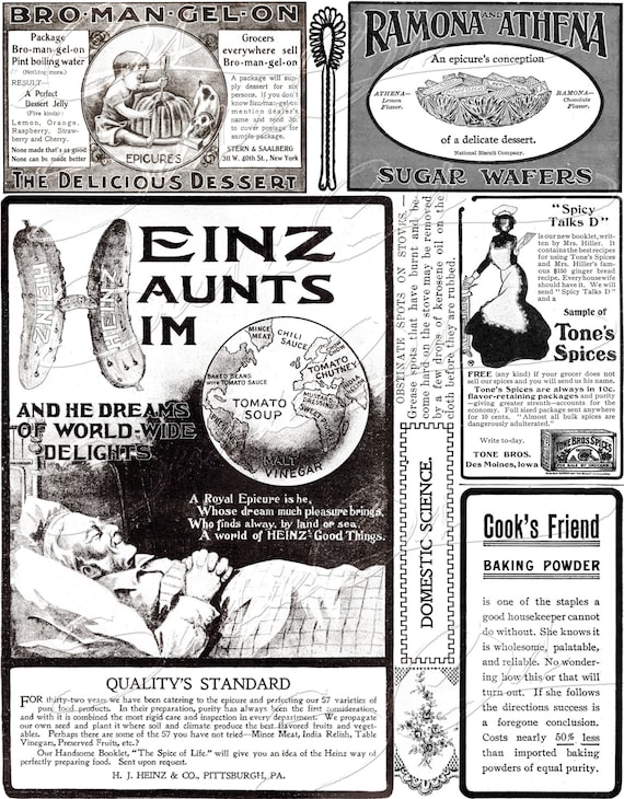 Items similar to Black & White Vintage Victorian Cooking and Foods ...