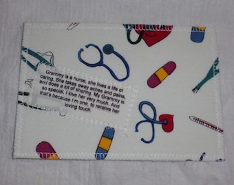 Grammy is a Nurse Quilted All Fabric Postcard Handmade by Customizedjust4you