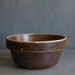 Vintage Stoneware Crock Bowl in Rustic Brown Salt Glaze Finish, Farmhouse Kitchen Decor