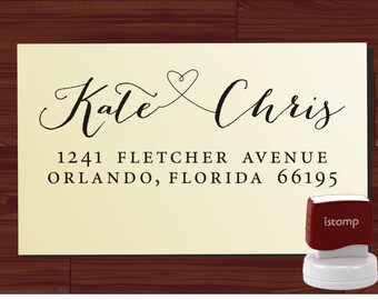Calligraphy Handwriting Script Custom Return Address Stamp - Personalized SELF INKING Wedding Stationery Stamper - Style 9013J
