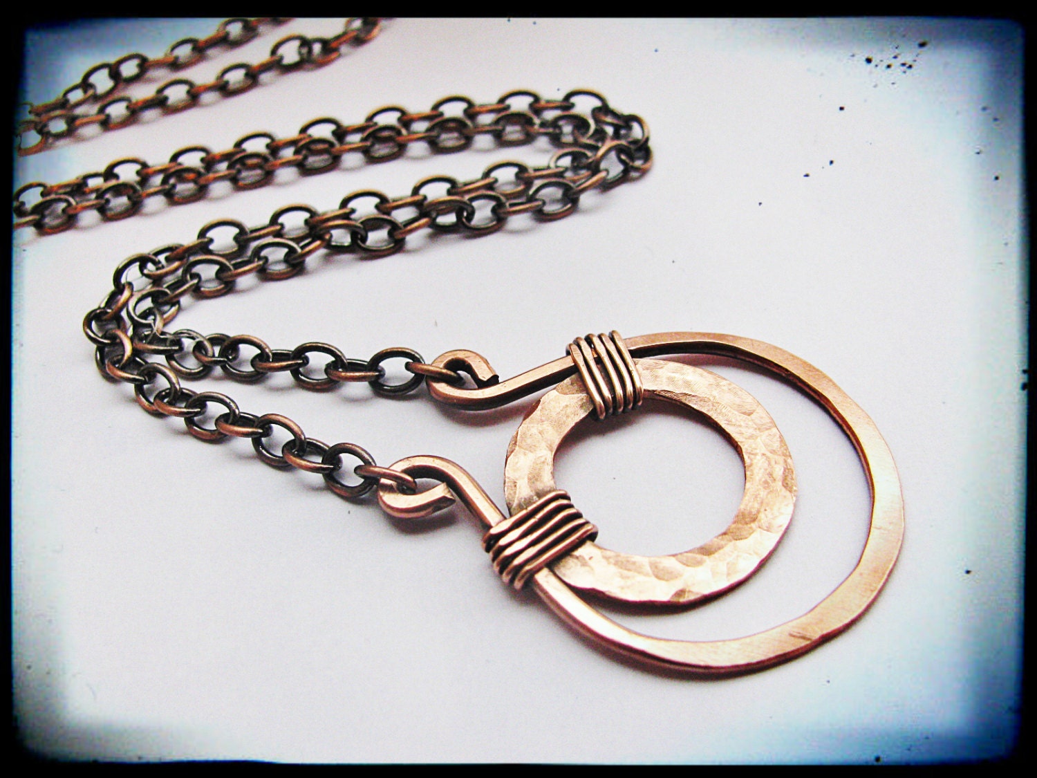 Rustic Hammered Copper Necklace