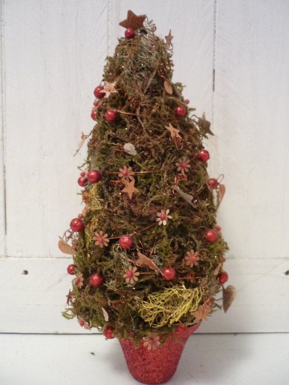 Gold and Red Miniature Doll House Christmas Tree by KristinaBears