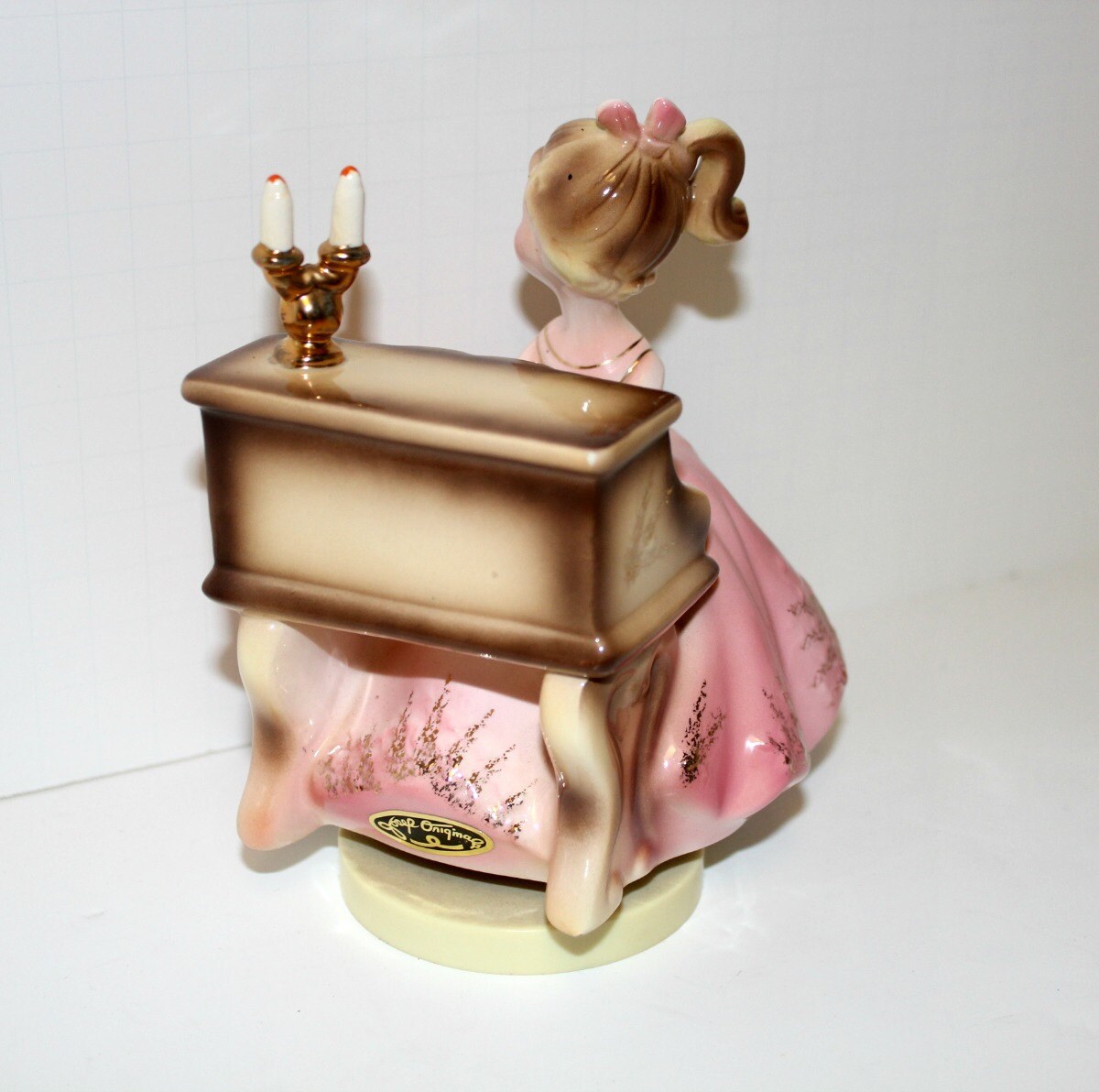 Vintage Josef Originals Piano Girl Music Box Figure Figurine