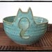 Yarn Bowl with Cute Cat in Turquoise by misunrie