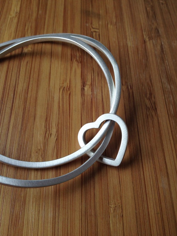 Modern Love Bangle Set With Heart Ring