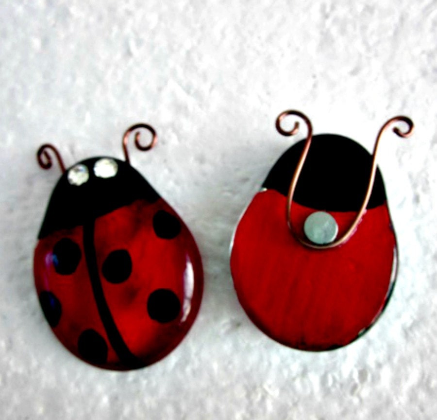 Ladybug Melted Glass Pair