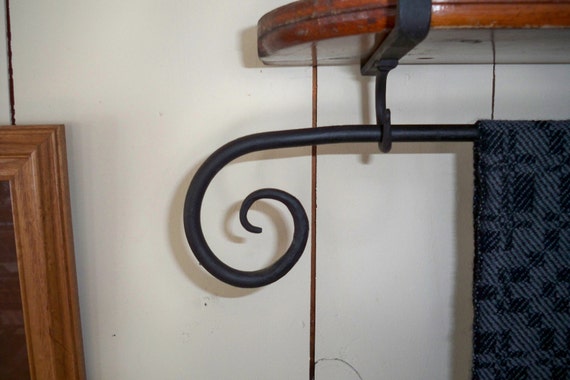 Curtain Rod Black Wrought Iron With Scroll End 42 In Plus