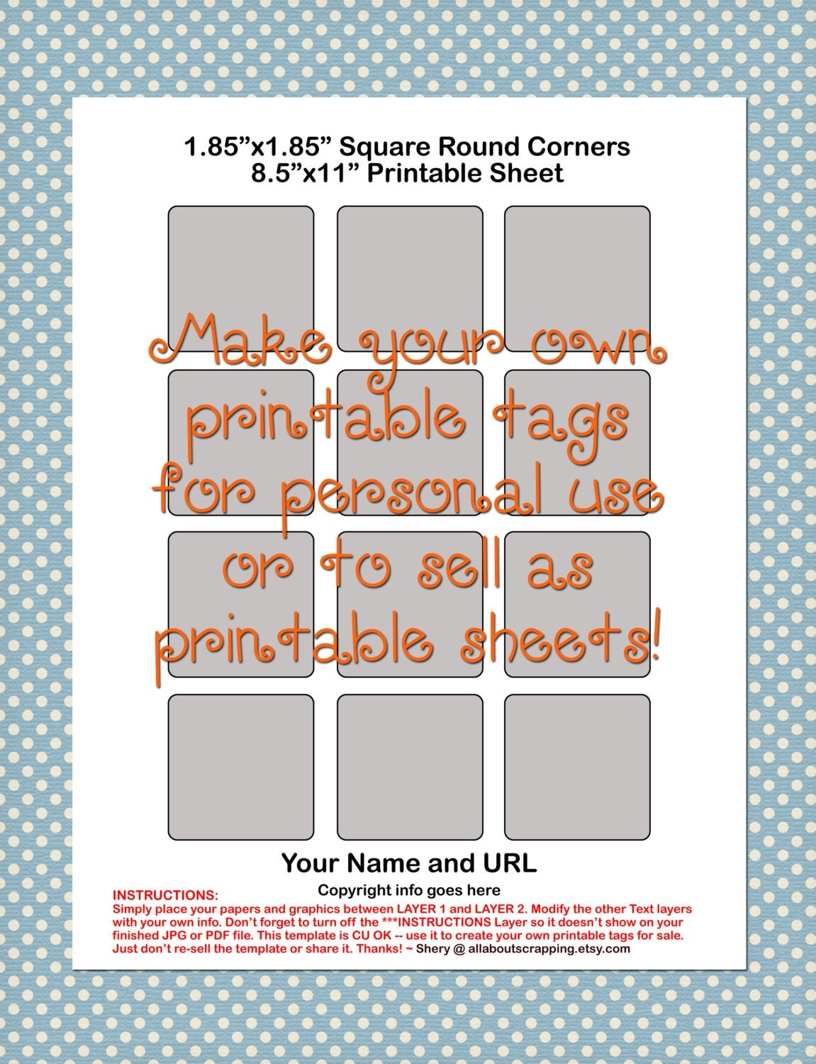 Printable Square Tags Round Corners Template 0033