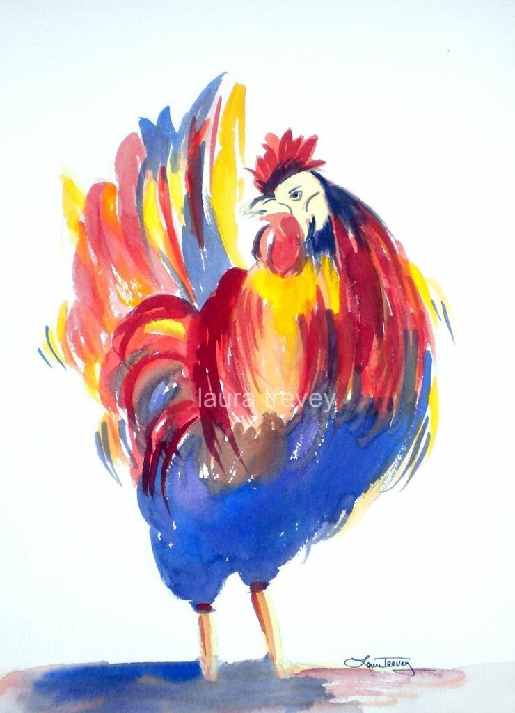 for print 9x12 size frame the Watercolor Ron RooSTer Print