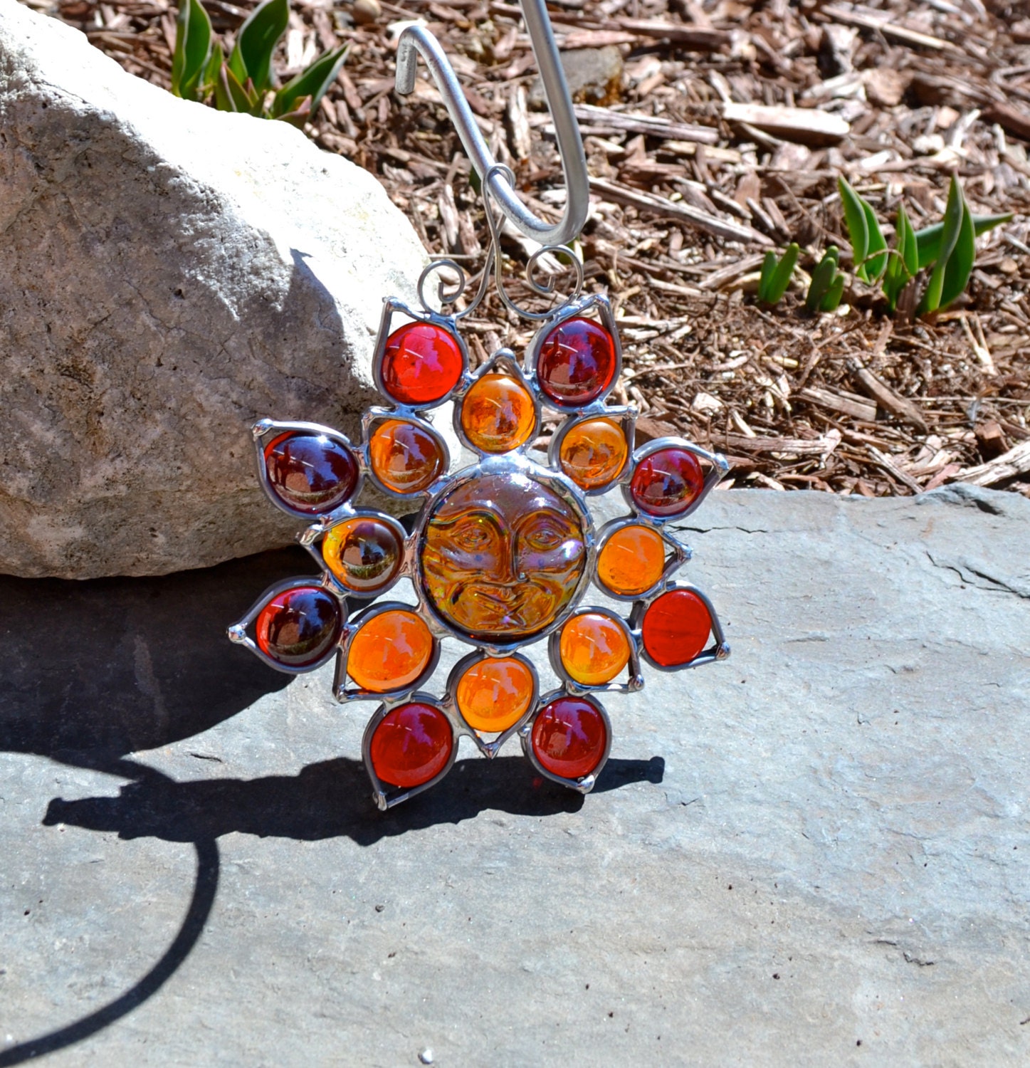 Sunrise Sunface Flower Stained Glass Suncatcher