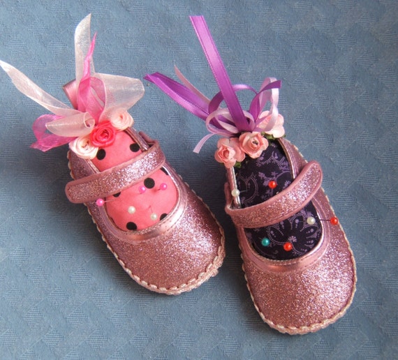 Items similar to Pin Cushion, Baby Shoes, Repurposed on Etsy