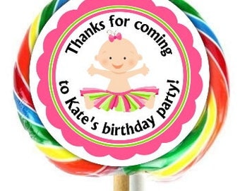 Tutu Baby Birthday Lollipop Stickers, 1st Birthday Decoration Stickers, Extra Large Personalized Stickers, Fit on WHIRLY LOLLIPOPS